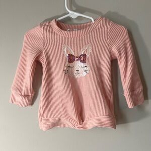 Adorable Pink Sweater with Sequin Bunny